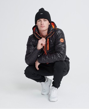 Superdry Exosphere Hooded Fuji Férfi Kabát Fekete | DANKH6029